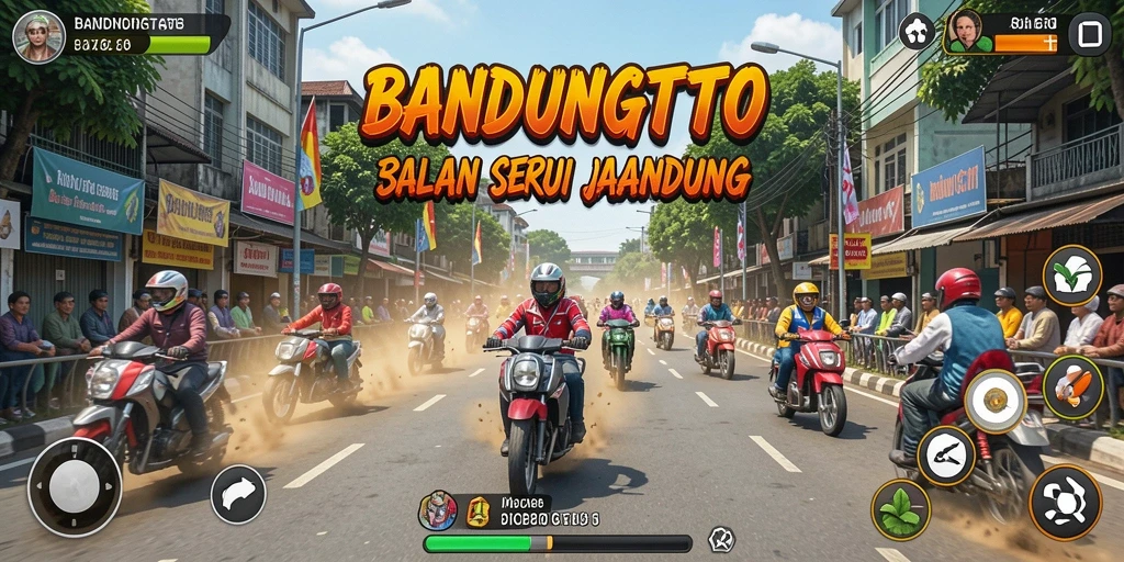 Screenshot dari gameplay BANDUNGTOTO yang menampilkan aksi balapan seru.