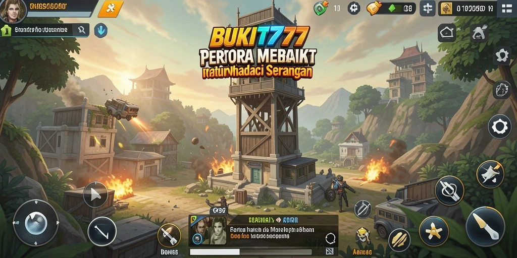 Tampilan permainan BUKIT777 dengan menara dan musuh yang menarik.