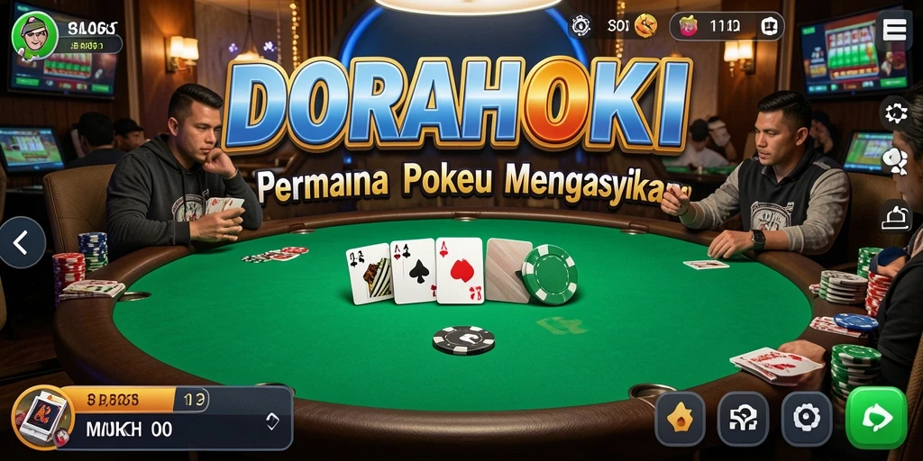 Tampilan gameplay poker yang menegangkan di DORAHOKI.