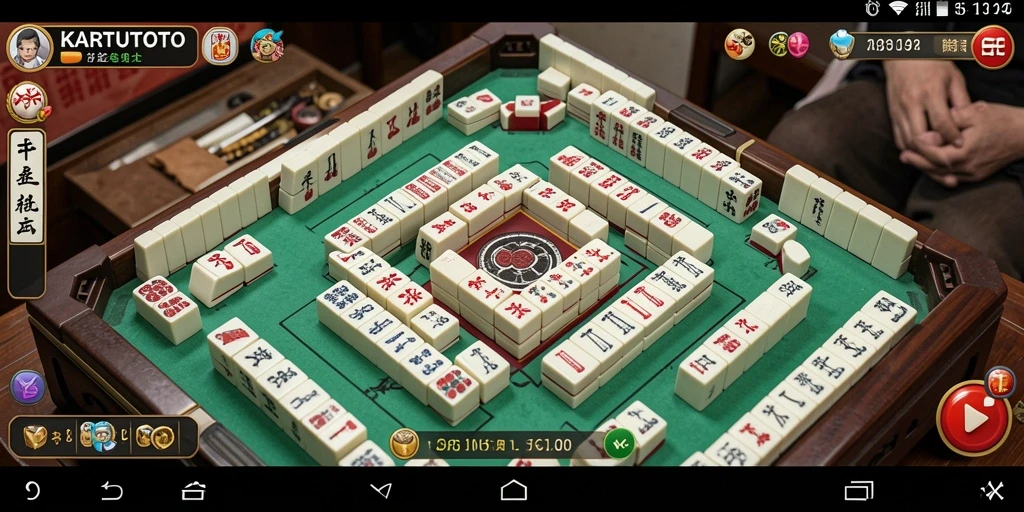 Tampilan menarik dari gameplay KARTUTOTO Mahjong.