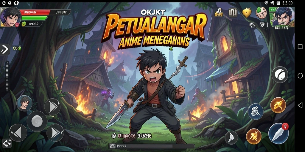 Screenshot menunjukkan gameplay seru dengan karakter Anime yang dinamis.