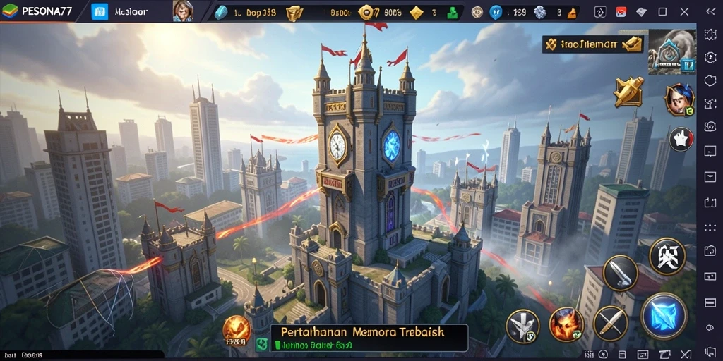 Screenshot PESONA77 menampilkan aksi mendebarkan dalam permainan Tower Defense.