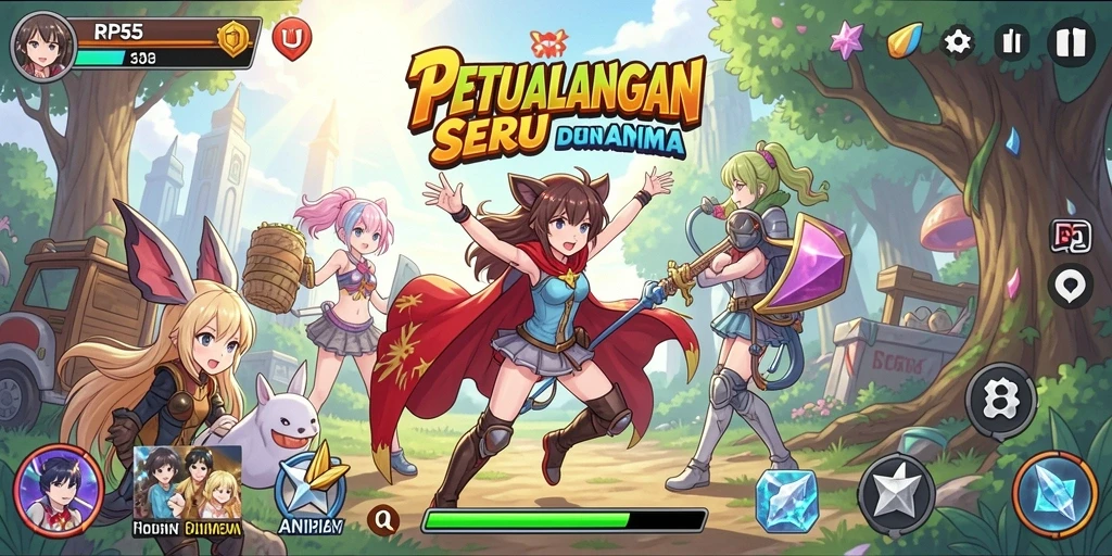 Screenshot menunjukkan karakter Anime dalam aksinya di game RP55.