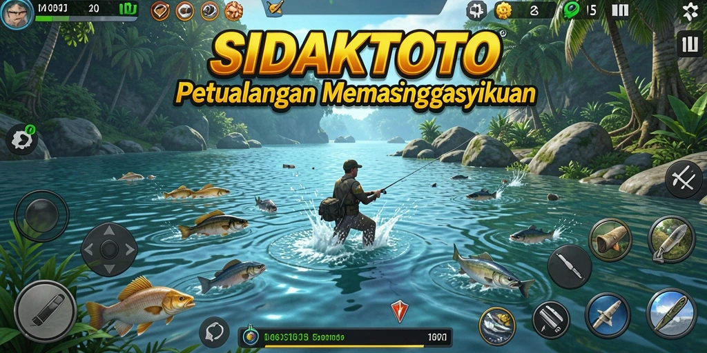 Screenshot gameplay SIDAKTOTO yang menarik dengan suasana memancing yang indah.