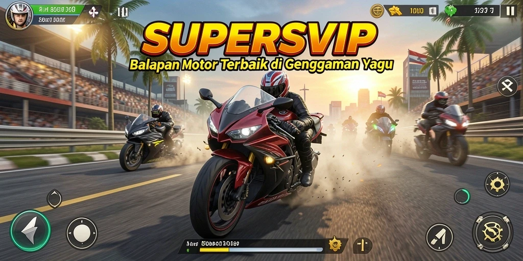 Gameplay menegangkan dari balapan motor di SUPERSVIP.