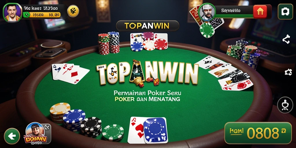 Tampilan gameplay seru dari permainan poker di TOPANWIN.
